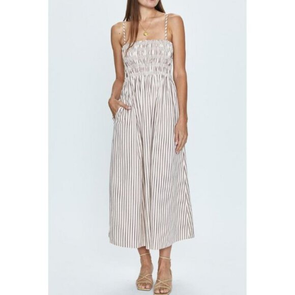 NWT PISTOLA Bianca Stripe Poplin Midi - Color: TIRAMISU STRIPE - Picture 1 of 3
